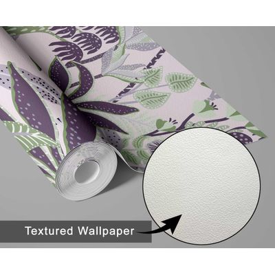 Papel de Parede Autoadesivo Removível Bananeira Tropical Mural Instantâneo Roxo para Banheiro, Lavanderia e Closet Vinil - S4Sassy 63,5 cm (L) × 152,4 cm (C) / Roxo - Vinil Texturizado