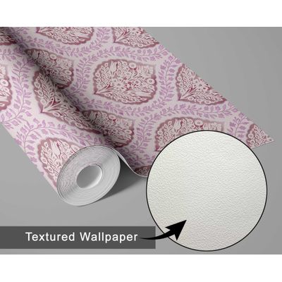 Papel de Parede Floral Estilo Asiático Vinil Autoadesivo Decorativo Aplicação Fácil para Quarto e Sala - Rosa - S4Sassy 63,5 cm (L) × 152,4 cm (C) / Rosa - Vinil Texturizado