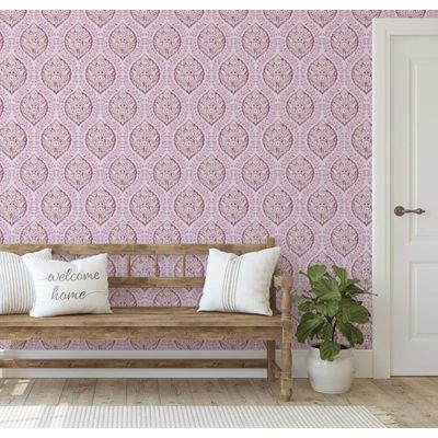 Papel de Parede Floral Estilo Asiático Vinil Autoadesivo Decorativo Aplicação Fácil para Quarto e Sala - Rosa - S4Sassy 63,5 cm (L) × 152,4 cm (C) / Rosa - Vinil Texturizado