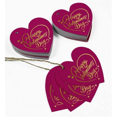 Tag de Papel Foil para Lembrancinha do Dia dos Namorados para Pendurar - Inkdotpot 50 Etiquetas Metalizadas / Rosa - Prata