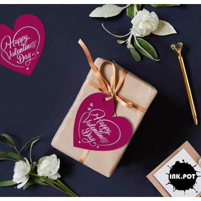 Tag de Papel Foil para Lembrancinha do Dia dos Namorados para Pendurar - Inkdotpot 50 Etiquetas Metalizadas / Rosa - Prata