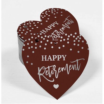 Etiqueta de Papel para Lembrancinha 'Feliz Aposentadoria' para Pendurar com Folha Metalizada - Inkdotpot 100 Etiquetas Metalizadas / Marrom - Prata