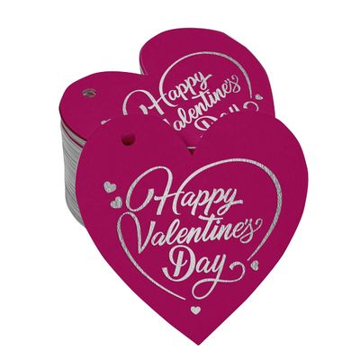 Tag de Papel Foil para Lembrancinha do Dia dos Namorados para Pendurar - Inkdotpot 50 Etiquetas Metalizadas / Rosa - Prata