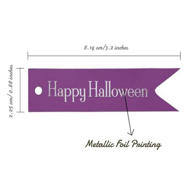 Etiquetas de Papel Metalizado 'Feliz Halloween' para Lembrancinhas de Halloween - Inkdotpot 50 Etiquetas Metalizadas / Roxo - Prata