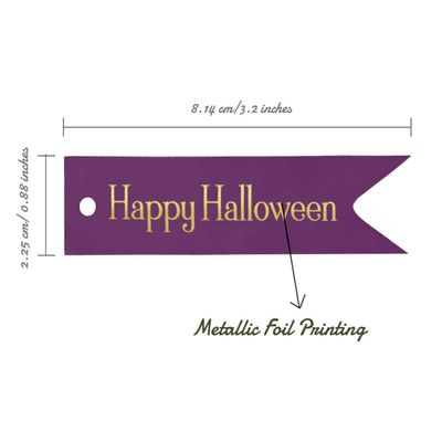 Etiquetas de Papel Metalizado 'Feliz Halloween' para Lembrancinhas de Halloween - Inkdotpot 50 Etiquetas Metalizadas / Roxo - Prata