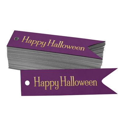 Etiquetas de Papel Metalizado 'Feliz Halloween' para Lembrancinhas de Halloween - Inkdotpot 50 Etiquetas Metalizadas / Roxo - Prata