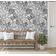Papel de Parede Autoadesivo Removível Jardim Floral Preto, Mural Instantâneo para Quarto, Banheiro, Lavanderia e Closet - S4Sassy 63,5 cm (L) × 304,8 cm (C) / Preto - Vinil Texturizado