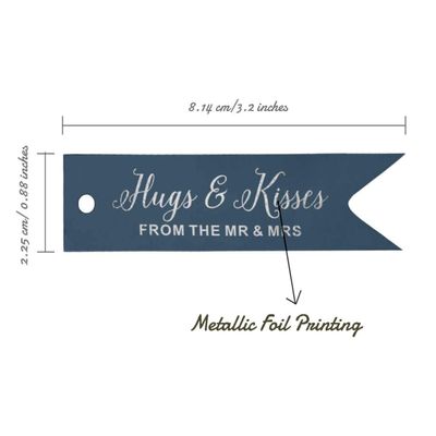 Etiquetas para Lembrancinhas de Casamento em Papel Metalizado 'Abraços e Beijos' - Inkdotpot 50 Etiquetas Metalizadas / Azul - Prata