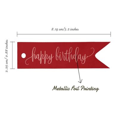 Etiquetas Pendentes de Papel Metalizado "Happy Birthday" para Lembrancinhas - Inkdotpot 50 Etiquetas Metalizadas / Vermelho - Ouro Rosé