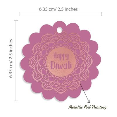Tags de Papel para Lembrancinha Feliz Diwali com Folha Metalizada para Pendurar - Inkdotpot 100 Etiquetas Metalizadas / Rosa - Ouro Rosé