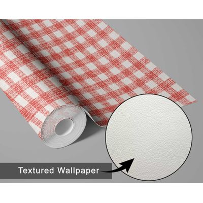 Papel de Parede Xadrez Laranja Vinil Autoadesivo, Revestimento Decorativo Fácil para Quarto, Sala e Ambientes - S4Sassy 63,5 cm (L) × 914,4 cm (C) / Laranja - Vinil Texturizado