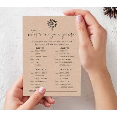 Pacote com 50 Cartões Rústicos de Papel Kraft Quadrados em Branco para Jogos, Chá de Noiva, Despedida de Solteira e Casamento - Inkdotpot 12,7 Cm × 17,78 Cm / Branco - Conjunto de 4