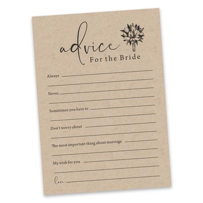 Pacote com 50 Cartões Rústicos de Papel Kraft Quadrados em Branco para Jogos, Chá de Noiva, Despedida de Solteira e Casamento - Inkdotpot 12,7 Cm × 17,78 Cm / Branco - Conjunto de 4