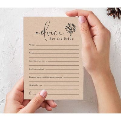 Pacote com 50 Cartões Rústicos de Papel Kraft Quadrados em Branco para Jogos, Chá de Noiva, Despedida de Solteira e Casamento - Inkdotpot 12,7 Cm × 17,78 Cm / Branco - Conjunto de 4