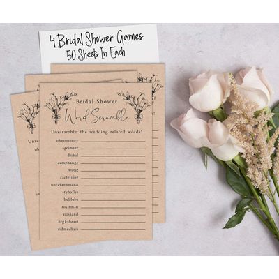 Pacote com 50 Cartões Rústicos de Papel Kraft Quadrados em Branco para Jogos, Chá de Noiva, Despedida de Solteira e Casamento - Inkdotpot 12,7 Cm × 17,78 Cm / Branco - Conjunto de 4