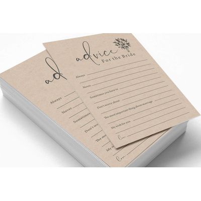 Pacote com 50 Cartões Rústicos de Papel Kraft Quadrados em Branco para Jogos, Chá de Noiva, Despedida de Solteira e Casamento - Inkdotpot 12,7 Cm × 17,78 Cm / Branco - Conjunto de 4