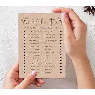 Pacote com 50 Cartões Rústicos de Papel Kraft Quadrados em Branco para Jogos, Chá de Noiva, Despedida de Solteira e Casamento - Inkdotpot 12,7 Cm × 17,78 Cm / Branco - Conjunto de 4