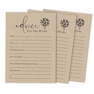 Pacote com 50 Cartões Rústicos de Papel Kraft Quadrados em Branco para Jogos, Chá de Noiva, Despedida de Solteira e Casamento - Inkdotpot 12,7 Cm × 17,78 Cm / Branco - Conjunto de 4