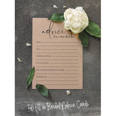 Pacote com 50 Cartões Rústicos de Papel Kraft Quadrados em Branco para Jogos, Chá de Noiva, Despedida de Solteira e Casamento - Inkdotpot 12,7 Cm × 17,78 Cm / Branco - Conjunto de 4