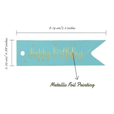 Etiquetas de Papel Metalizado 'Happy Birthday' para Lembrancinhas - Inkdotpot 50 Etiquetas Metalizadas / Azul - Dourado