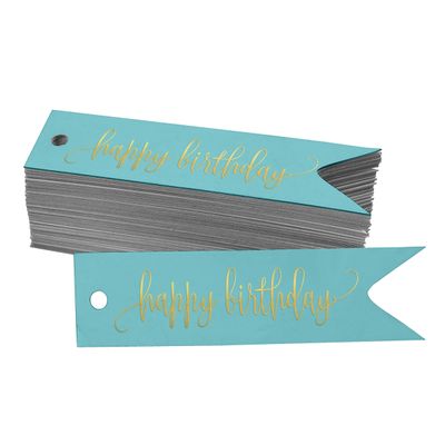 Etiquetas de Papel Metalizado 'Happy Birthday' para Lembrancinhas - Inkdotpot 50 Etiquetas Metalizadas / Azul - Dourado