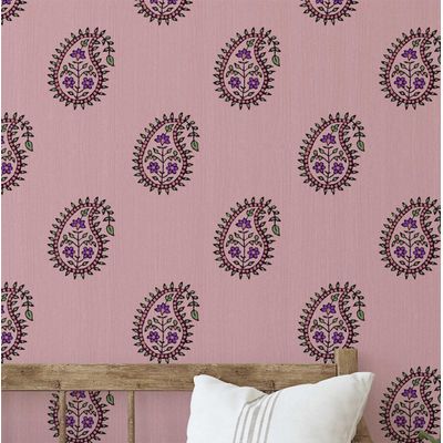 Papel de Parede Paisley Buta Estilo Asiático Autoadesivo, Revestimento Decorativo Fácil para Quarto, Sala e Ambientes - Verde - S4Sassy 63,5 cm (L) × 152,4 cm (C) / Verde - Vinil Liso