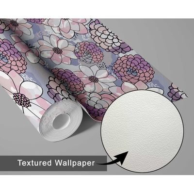 Papel de Parede Autoadesivo com Estampa Flor de Pêssego Pastel, Vinílico Impermeável, Rosa, Removível, Ideal para Quarto e Sala - S4sassy 63,5 cm (L) × 152,4 cm (C) / Rosa - Vinil Texturizado