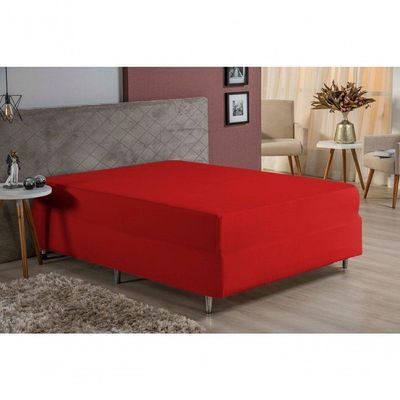 Lençol Com Elástico Queen Nobre 1 Peça Luva De Box 55cm De Altura Malha 100% Algodão - Vermelho
