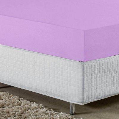 Lençol Com Elástico Casal Nobre 1 Peça 30cm De Altura Malha 100% Algodão - Lilás