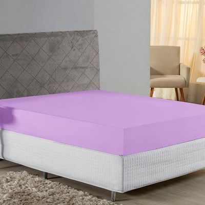 Lençol Com Elástico Casal Nobre 1 Peça 30cm De Altura Malha 100% Algodão - Lilás