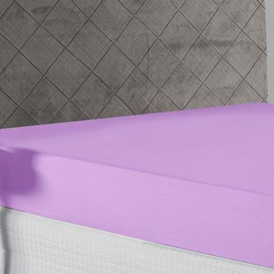 Lençol Com Elástico Casal Nobre 1 Peça 30cm De Altura Malha 100% Algodão - Lilás