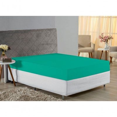 Lençol Com Elástico Casal Nobre Viúva 1 Peça 30cm De Altura Malha 100% Algodão - Jade