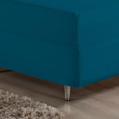 Lençol Com Elástico Solteiro Nobre 1 Peça Luva De Box 55cm De Altura Malha 100% Algodão - Petróleo