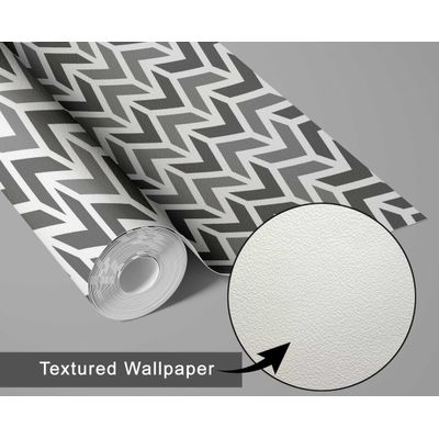 Papel de Parede Autoadesivo Impermeável com Estampa de Flechas Intertravadas, Cinza, Removível para Quarto e Sala de Jantar - S4sassy 63,5 cm (L) × 609,6 cm (C) / Cinza - Vinil Texturizado