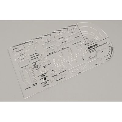 Estêncil para Investigador de Acidentes de Trânsito, Símbolos de Sinais, Régua Plástica Medidora 26 x 11,5 cm, Espessura 0,16 cm - Traceease Amarelo