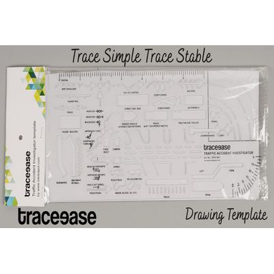 Estêncil para Investigador de Acidentes de Trânsito, Símbolos de Sinais, Régua Plástica Medidora 26 x 11,5 cm, Espessura 0,16 cm - Traceease Amarelo