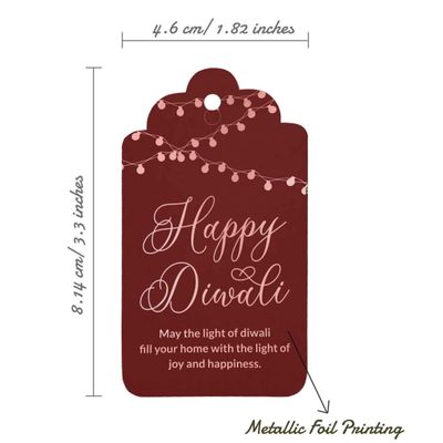 Etiquetas de Garrafa 'Feliz Diwali' Metalizadas para Lembrancinhas - Inkdotpot 100 Etiquetas Metalizadas / Vermelho - Ouro Rosé