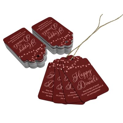 Etiquetas de Garrafa 'Feliz Diwali' Metalizadas para Lembrancinhas - Inkdotpot 100 Etiquetas Metalizadas / Vermelho - Ouro Rosé