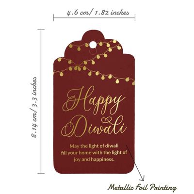 Etiquetas de Garrafa 'Feliz Diwali' Metalizadas para Lembrancinhas - Inkdotpot 100 Etiquetas Metalizadas / Vermelho - Ouro Rosé