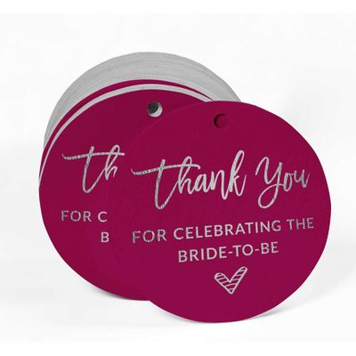 Tags de Papel para Lembrancinhas de Chá de Noiva 'Obrigada por Celebrar a Futura Noiva' com Acabamento Metalizado - Inkdotpot 50 Etiquetas Metalizadas / Rosa - Prata