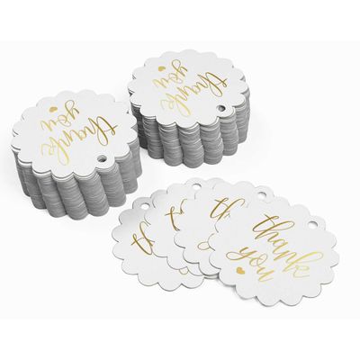 Etiquetas Pendentes em Papel Metalizado 'Thank You' para Lembrancinhas de Chá de Noiva - Inkdotpot 100 Etiquetas Metalizadas / Branco - Dourado