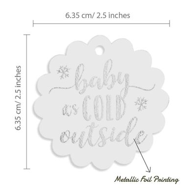 Etiquetas de Papel Metalizado "Baby It's Cold Outside" para Lembrancinhas de Chá de Bebê - Inkdotpot 50 Etiquetas Metalizadas / Branco - Prata