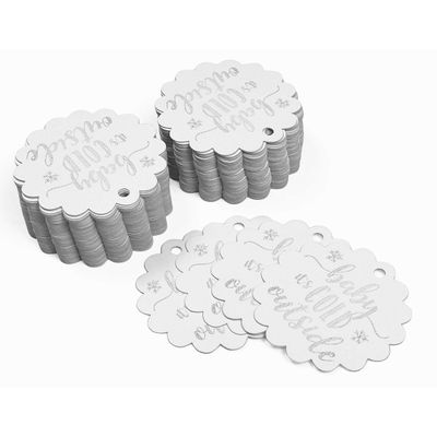 Etiquetas de Papel Metalizado "Baby It's Cold Outside" para Lembrancinhas de Chá de Bebê - Inkdotpot 50 Etiquetas Metalizadas / Branco - Prata