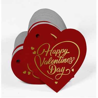 Etiquetas para Pendurar em Papel Metalizado 'Happy Valentine's Day' para Lembrancinha de Dia dos Namorados - Inkdotpot 50 Etiquetas Metalizadas / Vermelho - Ouro Rosé