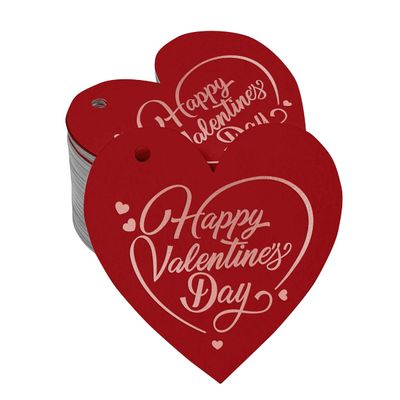 Etiquetas para Pendurar em Papel Metalizado 'Happy Valentine's Day' para Lembrancinha de Dia dos Namorados - Inkdotpot 50 Etiquetas Metalizadas / Vermelho - Ouro Rosé