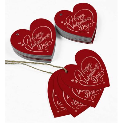 Etiquetas para Pendurar em Papel Metalizado 'Happy Valentine's Day' para Lembrancinha de Dia dos Namorados - Inkdotpot 50 Etiquetas Metalizadas / Vermelho - Ouro Rosé