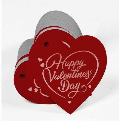Etiquetas para Pendurar em Papel Metalizado 'Happy Valentine's Day' para Lembrancinha de Dia dos Namorados - Inkdotpot 50 Etiquetas Metalizadas / Vermelho - Ouro Rosé