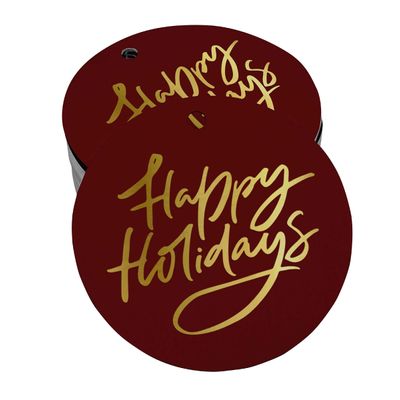Etiqueta para Pendurar em Papel Metalizado Boas Festas para Lembrancinha - Inkdotpot 100 Etiquetas Metalizadas / Vermelho - Ouro Rosé