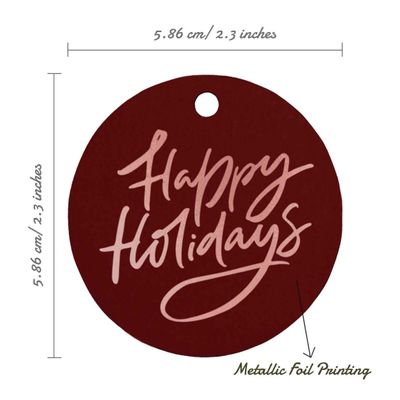 Etiqueta para Pendurar em Papel Metalizado Boas Festas para Lembrancinha - Inkdotpot 100 Etiquetas Metalizadas / Vermelho - Ouro Rosé