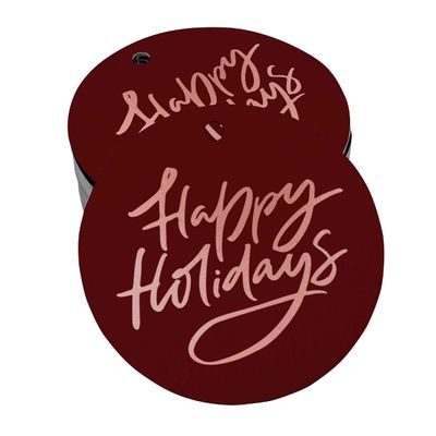Etiqueta para Pendurar em Papel Metalizado Boas Festas para Lembrancinha - Inkdotpot 100 Etiquetas Metalizadas / Vermelho - Ouro Rosé